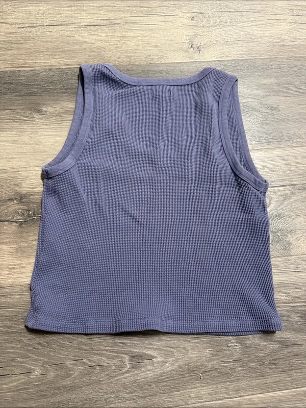 Madewell Purple and Tan Waffle Knit Scoop Neck Tank - Image 2