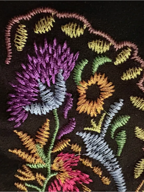 Mexican Embroidered Peasant Blouse Black Floral LG - Image 4