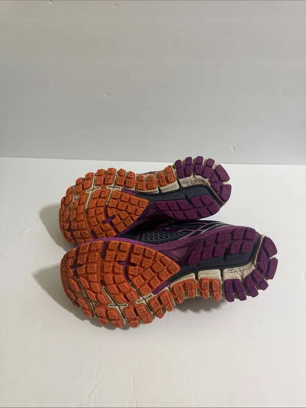 Brooks Navy Women's Running Shoes with Purple Accents and Coral Laces - Image 7