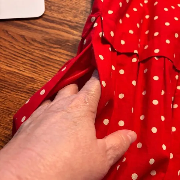 Vintage David Warren Short Dress Red w/White Polka Dots Size 12 Made‎ in USA - Image 7