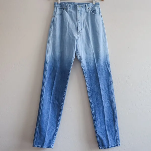 Vintage Wrangler Jeans Cowboy Cut Ombre Dip Dyed Made‎ in USA Size 11x34 14MWZ - Image 2