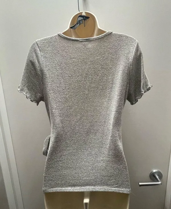 Caution to the Wind Asymmetrical Self-tie Gray Top - Image 8