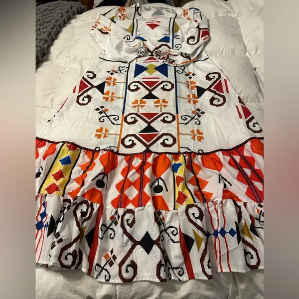 Aztec Patterned White Maxi Dress - Image 6