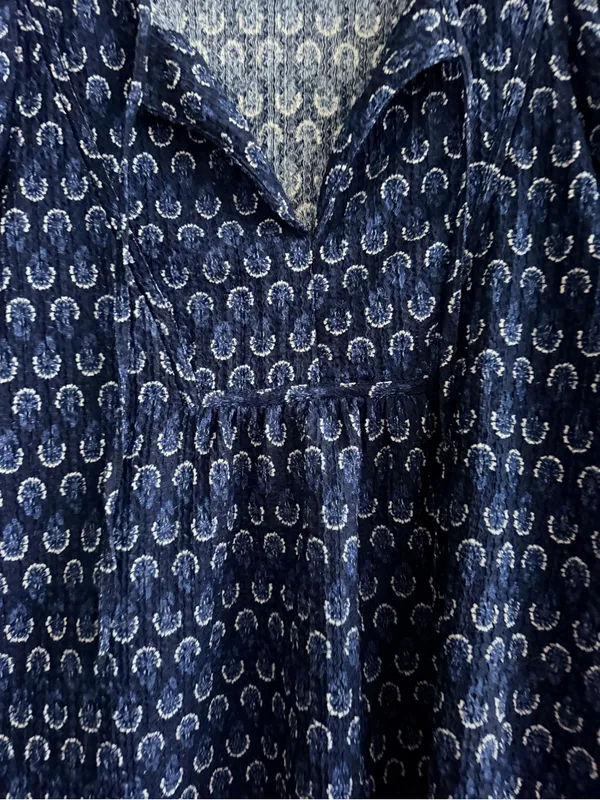 LOFT Navy Blue Printed Peasant Top - Image 4
