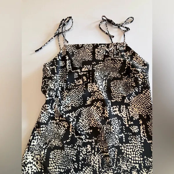 ZARA Black and Cream Printed Mini Slip Dress NWT Size‎ M - Image 5