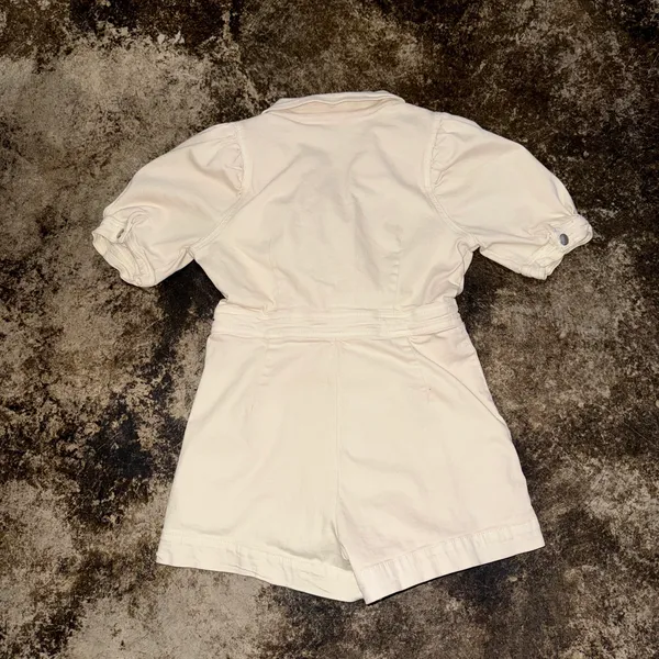 Day and Moon Cream Denim Material Romper White Size M - Image 3