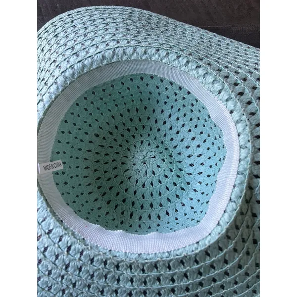 NWOT Foldable Mint Ladies Wide Brim Straw Womens Beach Floppy Summer Sun‎ Visor - Image 4