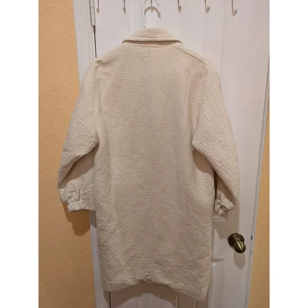Zara Soft Cream Ladies Double Breasted Coat Size XS - Image 12