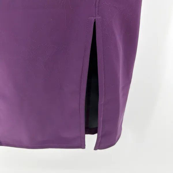 Popilush NWT Built In Shapewear Faux Leather Midi Dress S Plum Purple Bodycon - Image 6