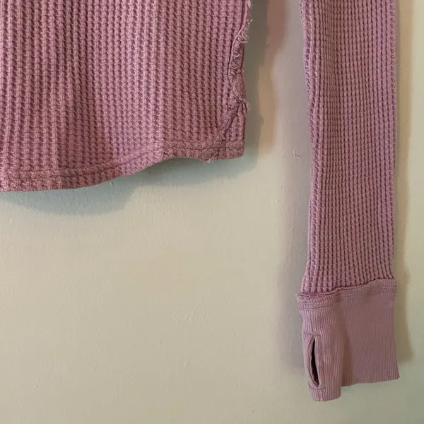 We The Free Waffle Knit Purple Long Sleeve Shirt Loungewear Long Sleeve Small - Image 4