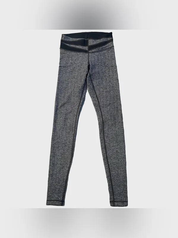 Lululemon Wunder Under Pant Giant Herringbone Black Heathered Size 6 - Image 3