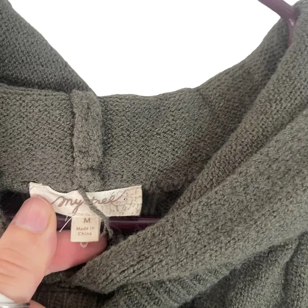 Mystree Women's Size‎ Medium Grey Green Hooded Sweater Dress - Image 6