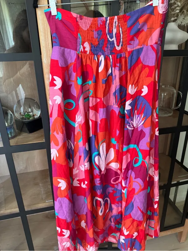 Petal and Pup Halter Maxi Dress colorful tropical Strawberry Abstract print midi vacation - Image 6