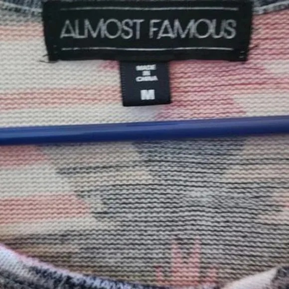 Almost Famous Aztec Designed Pink/ Black shirt Size Medium - Image 3