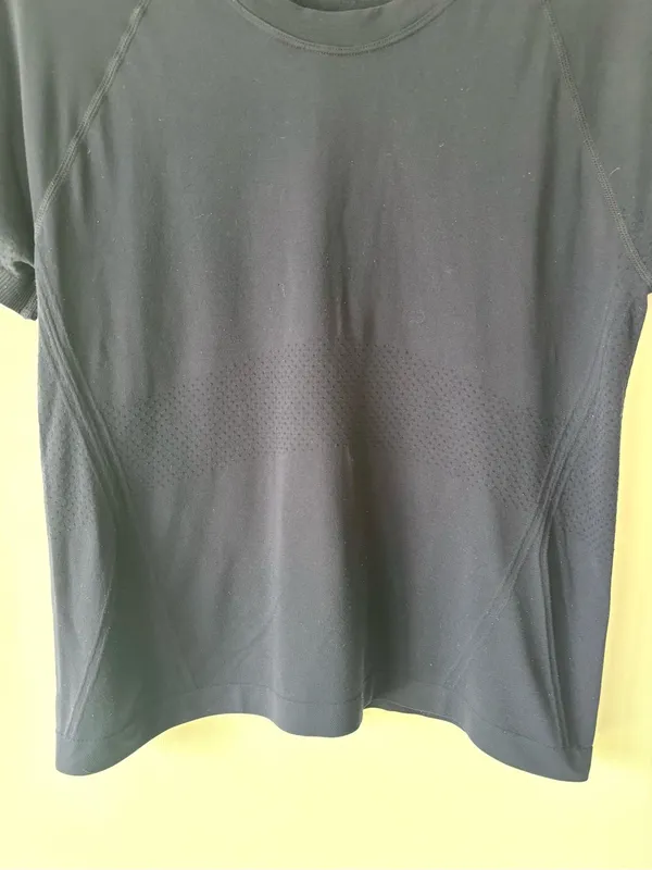 Quince Navy Blue Spandex Athletic Short Sleeve T-shirt Workout Sporty Athleisure - Image 5
