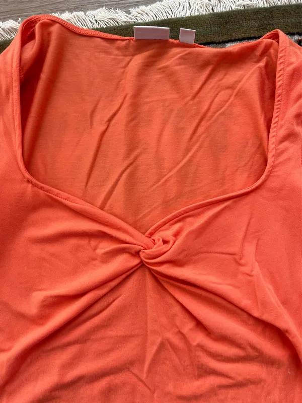 Aritzia Babaton Long Sleeve Twist Orange Top - Image 2
