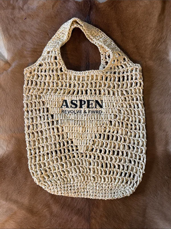 ASPEN REVOLVE & FWRD" Woven Straw Beach Tote Bag - new - Image 2