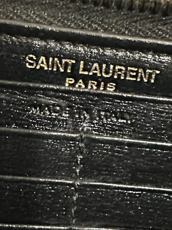 Yves Saint Laurent Black Leather Zip-Around Wallet with Gold YSL Emblem - Image 11