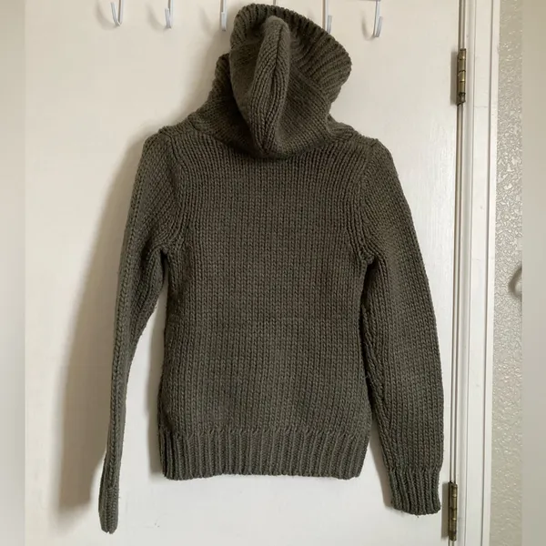 ***Ralph Lauren Vintage Army Green Wool Blend Knit Hoodie Sweater - Image 8