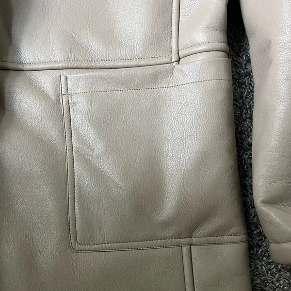 NWT the label tan leather jacket with fit lining - Image 7