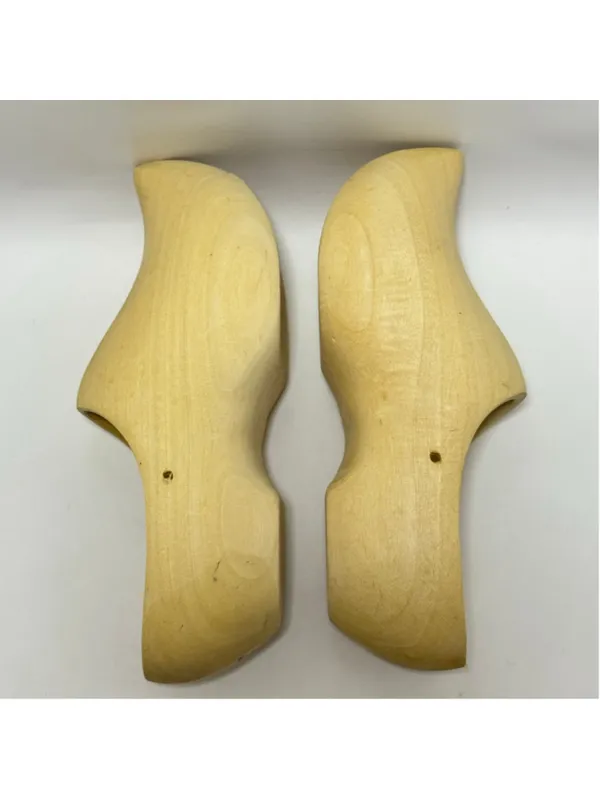 Dutch Holland Handmade Traditional Plain Solid Wood Wooden Clog Shoes Size 39 - Image 11