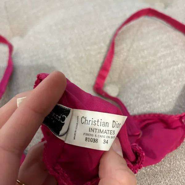 Vintage Christian Dior Pink 100% Silk Bralette - Image 5