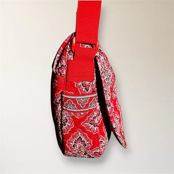 Vera Bradley Frankly Scarlet Red‎ Pink Quilted Messenger Bag Laptop Tote Boho - Image 7