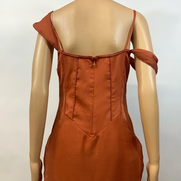 ASOS Orange Maxi Dress with Ruched Skirt Size 6 - Image 10