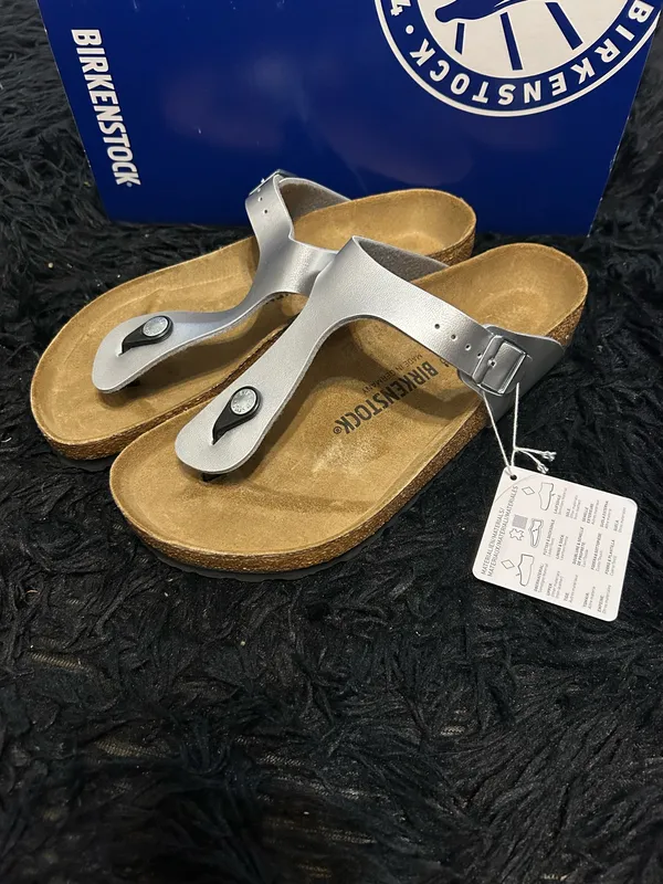 BIRKENSTOCK Gizeh silver sandals shoes women’s eur 38 new - Image 6