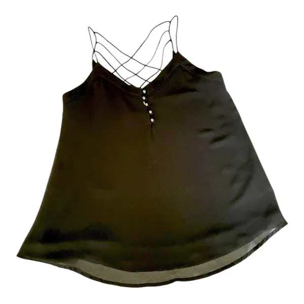 Naked Zebra Black Draped Racerback Tank Top- With Silver Buttons Size S - Image 5