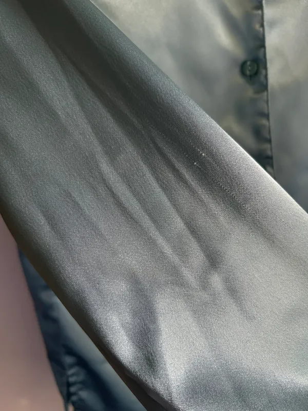 Satin Button Down Blouse Green - Image 4