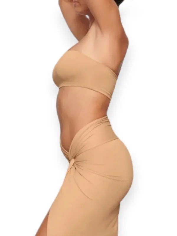 Skims SWIM BANDEAU BIKINI TOP Ochre Tan NWT size S - Image 5