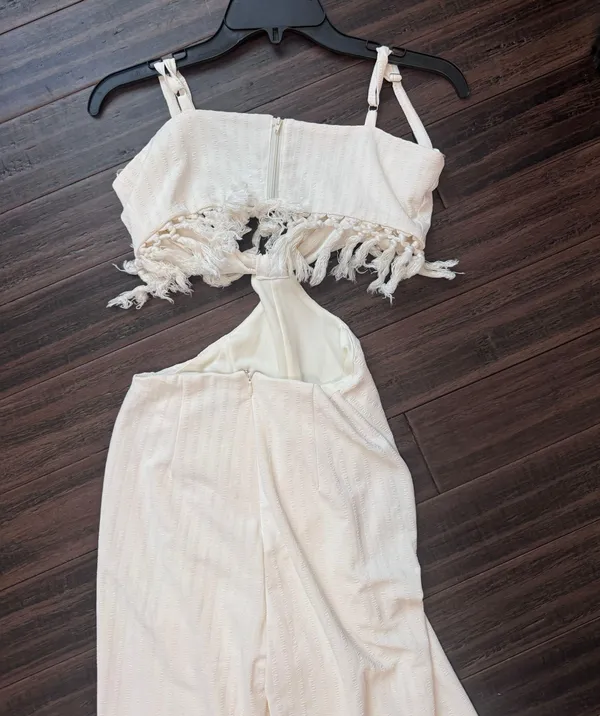 Ivory Fringe Jumpsuit White - Image 5