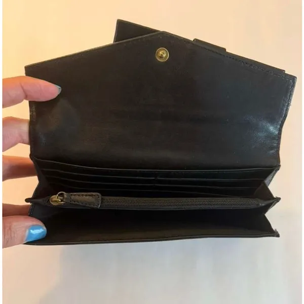 Vintage Y2K Banana Republic Long Accordion Wallet in Black Leather 7.5"x3.75" - Image 6