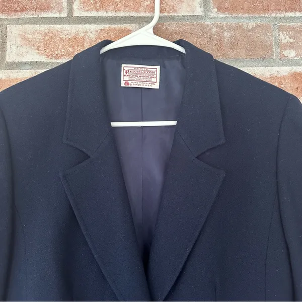 Vintage Pendleton Virgin Wool Blazer Suit Jacket Women’s 14 Navy Blue - Image 2