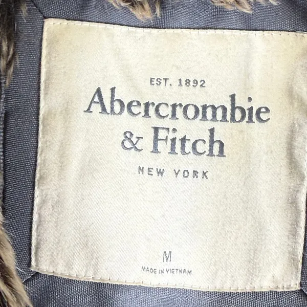 Abercrombie & Fitch Womens Hooded Puffer Vest Liner Olive Green Faux Fur Medium - Image 2