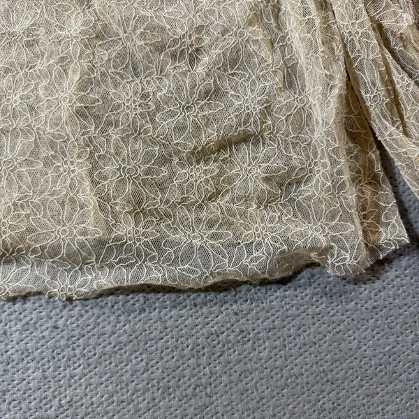 Le Lis Cottagecore Tan Cream Long Sleeve Ruffle Mock Neck Lace Top Large EUC - Image 3