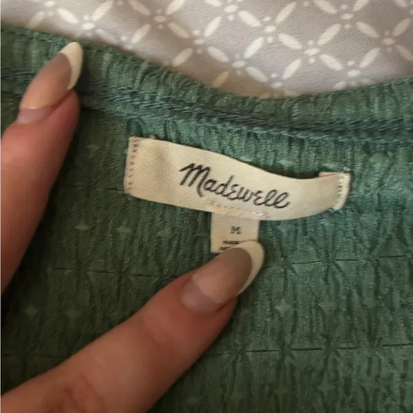 Madewell Green Button-Up crinkle Cardigan - Image 6