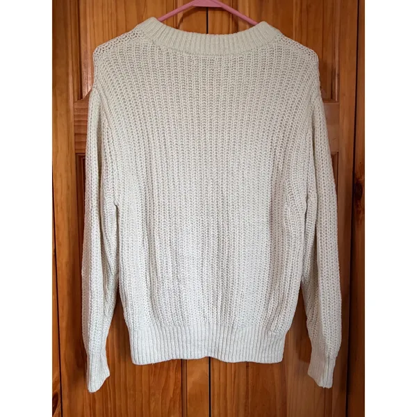 Wilfred Free Essential Chenille Crewneck Sweater Aritzia Cream Chunky Knit XS - Image 3