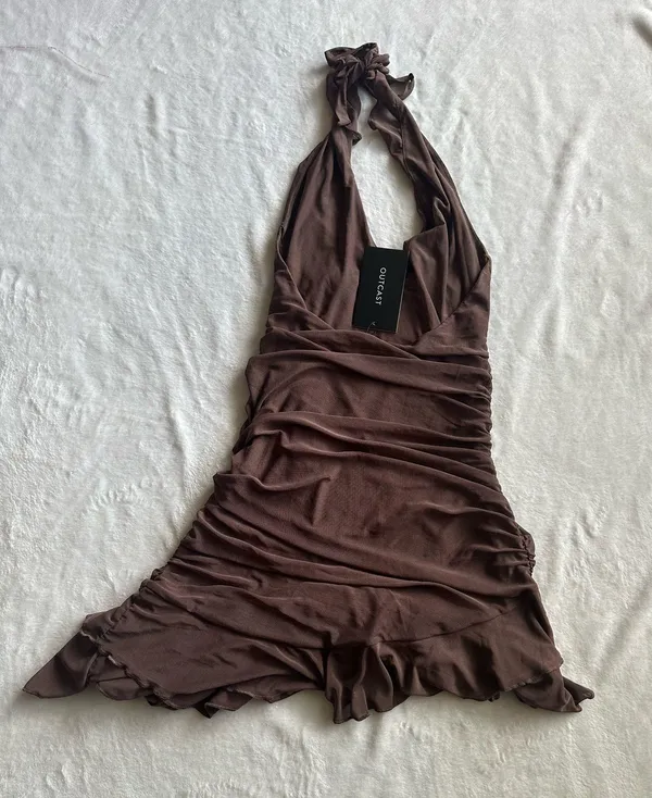 Outcast Clothing Annika Mini Dress Chocolate - Image 8