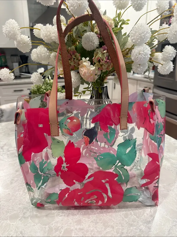 Dooney & Bourke clear PVC floral tote bag with matching makeup bag - Image 2