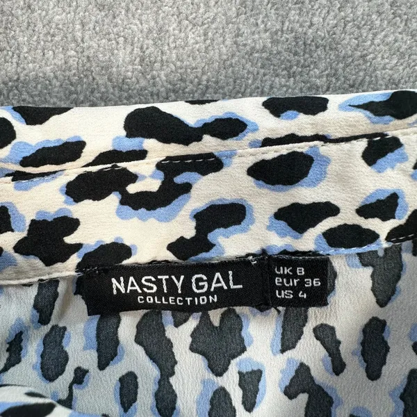 Nasty Gal Animal Print Button Down Shirt Women's Size 4 Collared Long Sleeve - Image 5