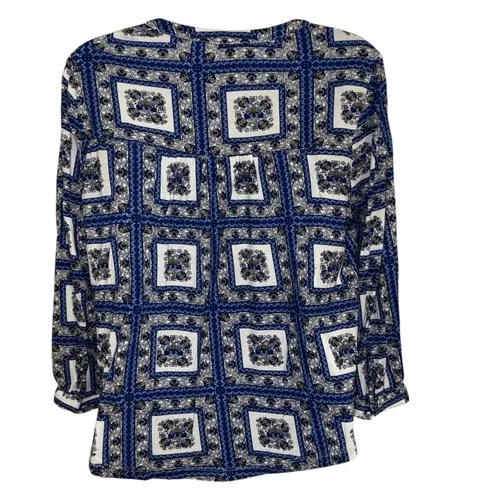 ANTHROPOLOGIE PORRIDGE Belmar Blue and White Popover Blouse EUC‎ Size XS - Image 5