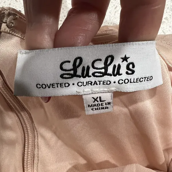Lulu's Sz XL Maxi Dress Moonlight Serenade Strapless Peach Blush Chiffon Evening - Image 5