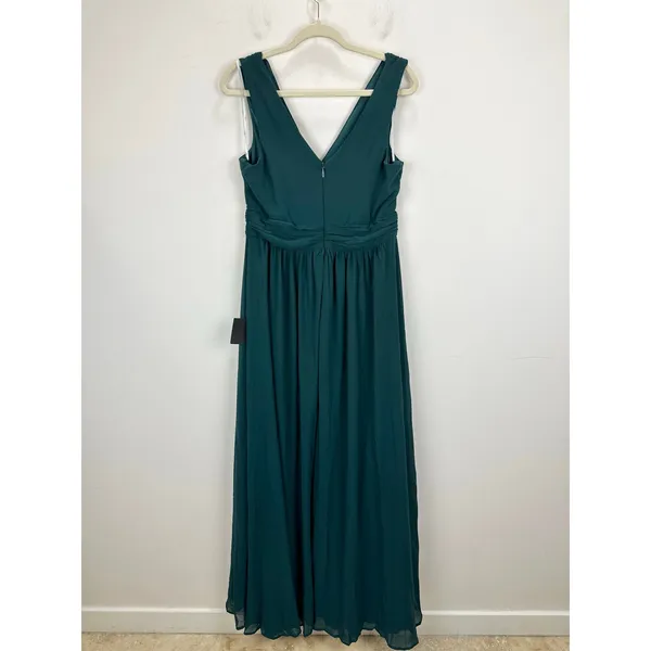 Lulus Thoughts of Hue Emerald Green Surplice Maxi Dress Formal Large NWT - Image 11