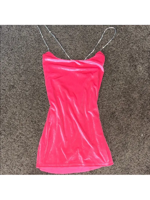 Hot pink Lucy in the sky velvet dress size xs - Image 3