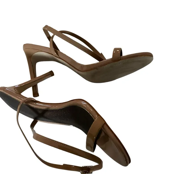Jeffrey Campbell beige patent leather slingback heels sandals ankle strap sz 7 - Image 2