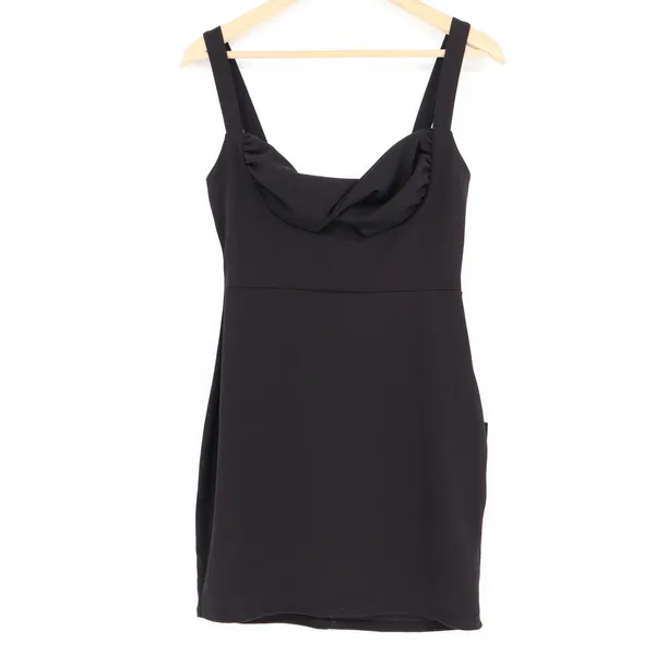 Lulus Black Sleeveless Twisted Cowl Neck Bodycon Mini Dress Large New - Image 2