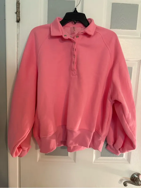 Altar’d State Peak Balloon Sleeve Pink Pullover - Image 2