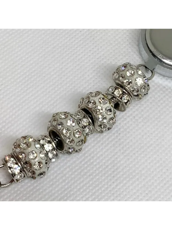 Figaro couture silver tone watch rhinestones 25mm quartz metal beaded running - Image 7